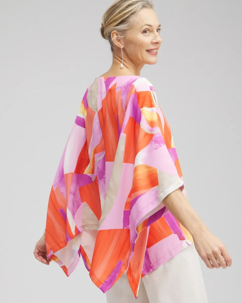 Hot Abstract Print Poncho Tops
