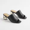Online Black Leather Mules Shoes