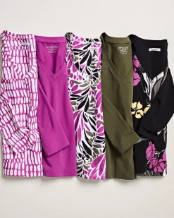 Discount Blooms Print 3/4 Sleeve Perfect Tee Tops