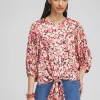 Outlet Camo Tie-Front Blouse Tops