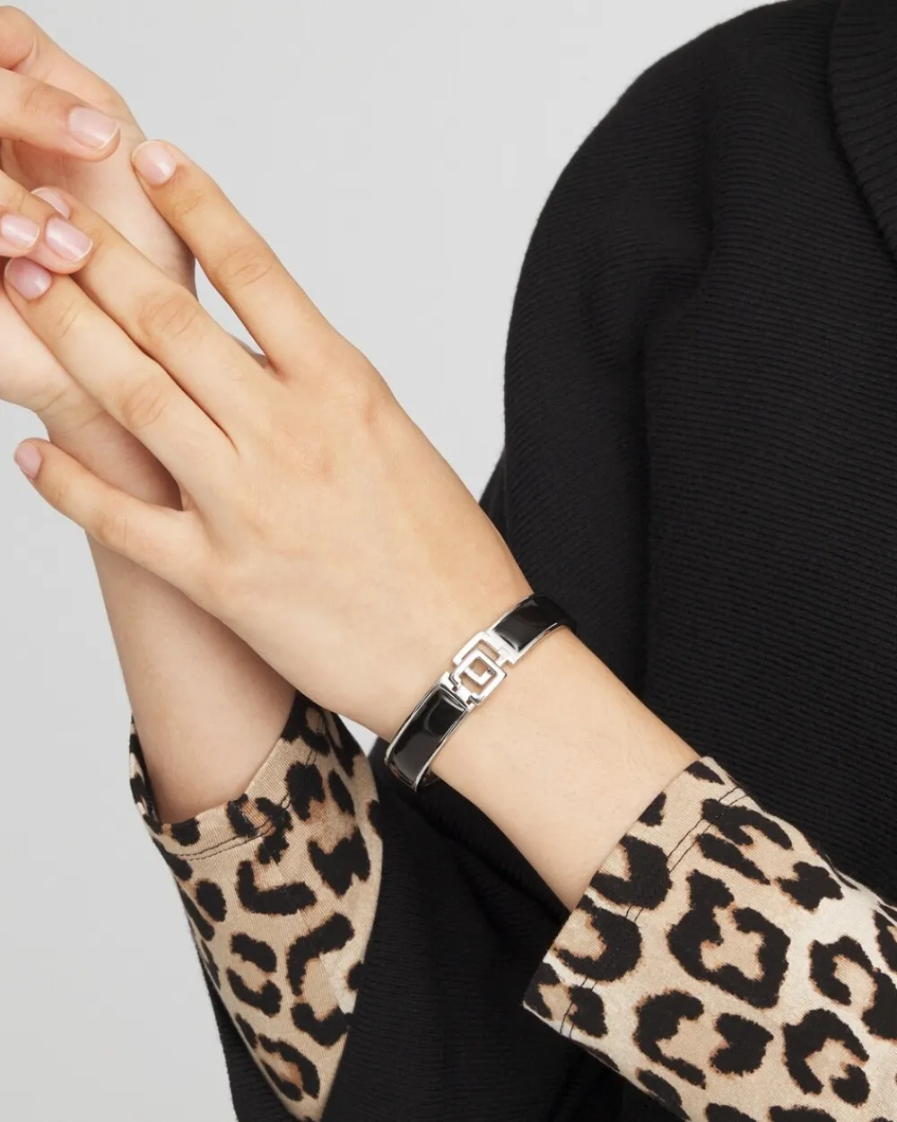Flash Sale Click Black & Silver Bangle Bracelet Bracelet Stacking