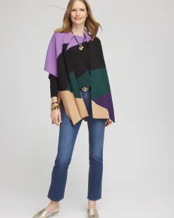 Best Colorblock Sweater Ruana Tops | Ponchos & Ruanas