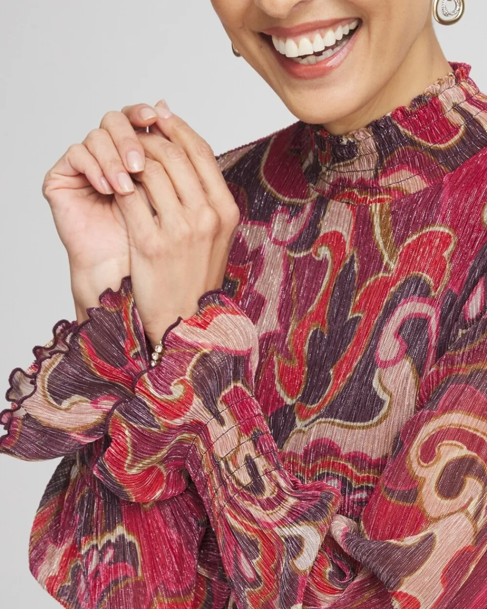 Shop Crinkle Shine Mock-Neck Top Tops | Tees