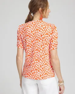 Online Dots Gathered Elbow Sleeve Tee Tops