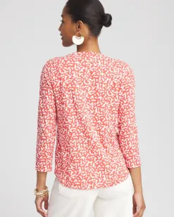 Hot Dots V-neck 3/4 Sleeve Tee Tops