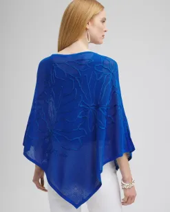 Flash Sale Embroidered Knit Triangle Poncho Tops
