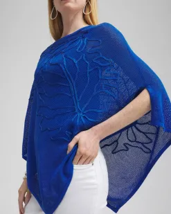 Flash Sale Embroidered Knit Triangle Poncho Tops