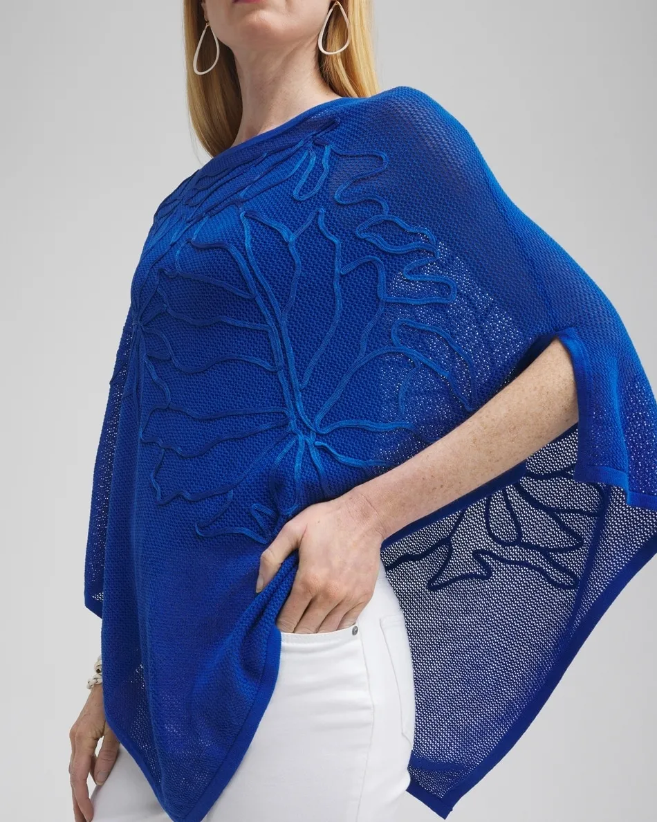 Flash Sale Embroidered Knit Triangle Poncho Tops