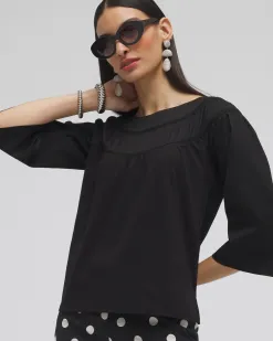 Store Eyelet Trim Top Tops