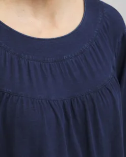 Online Faux Denim Eyelet Trim Top Tops