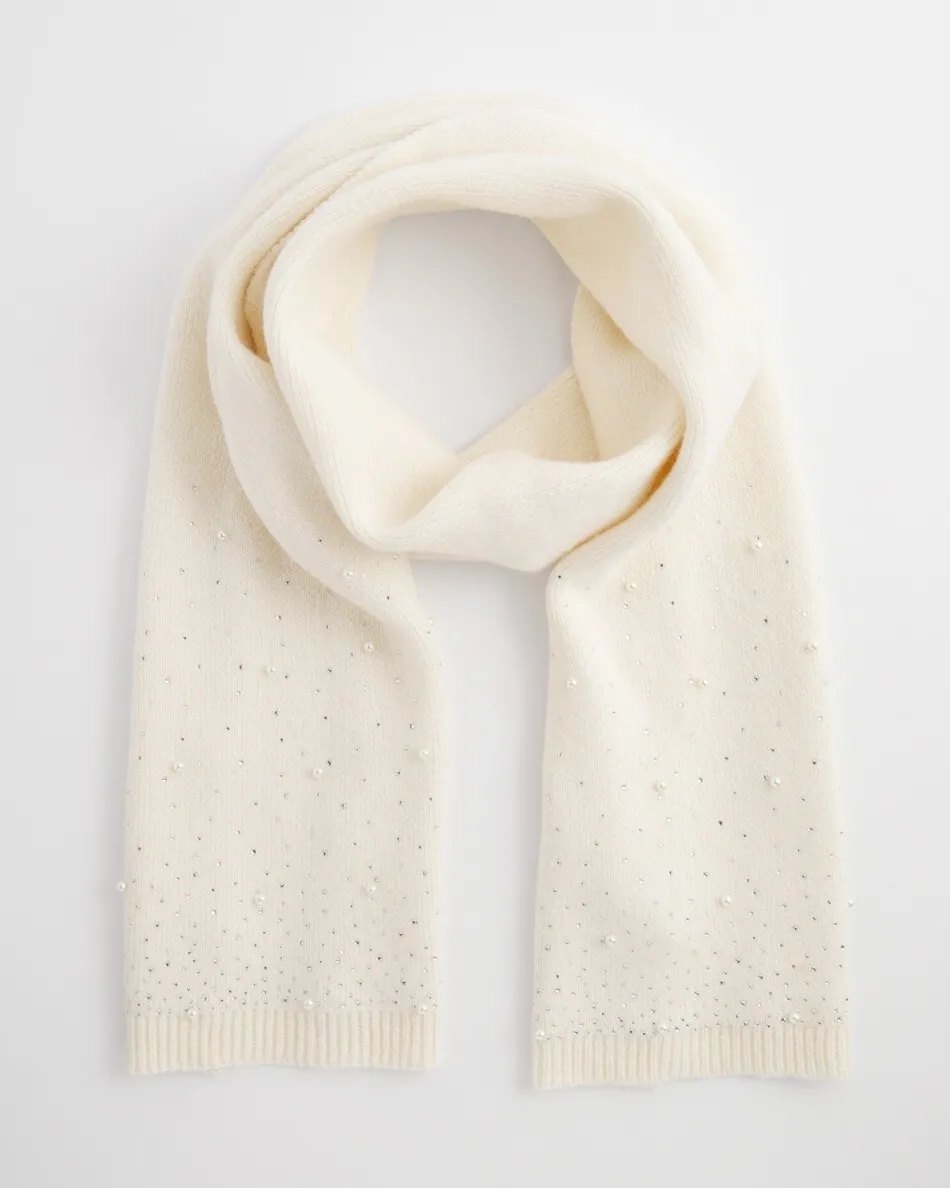 Sale Faux Pearl Cashmere Blend Scarf Cold Weather Accessories | Scarves