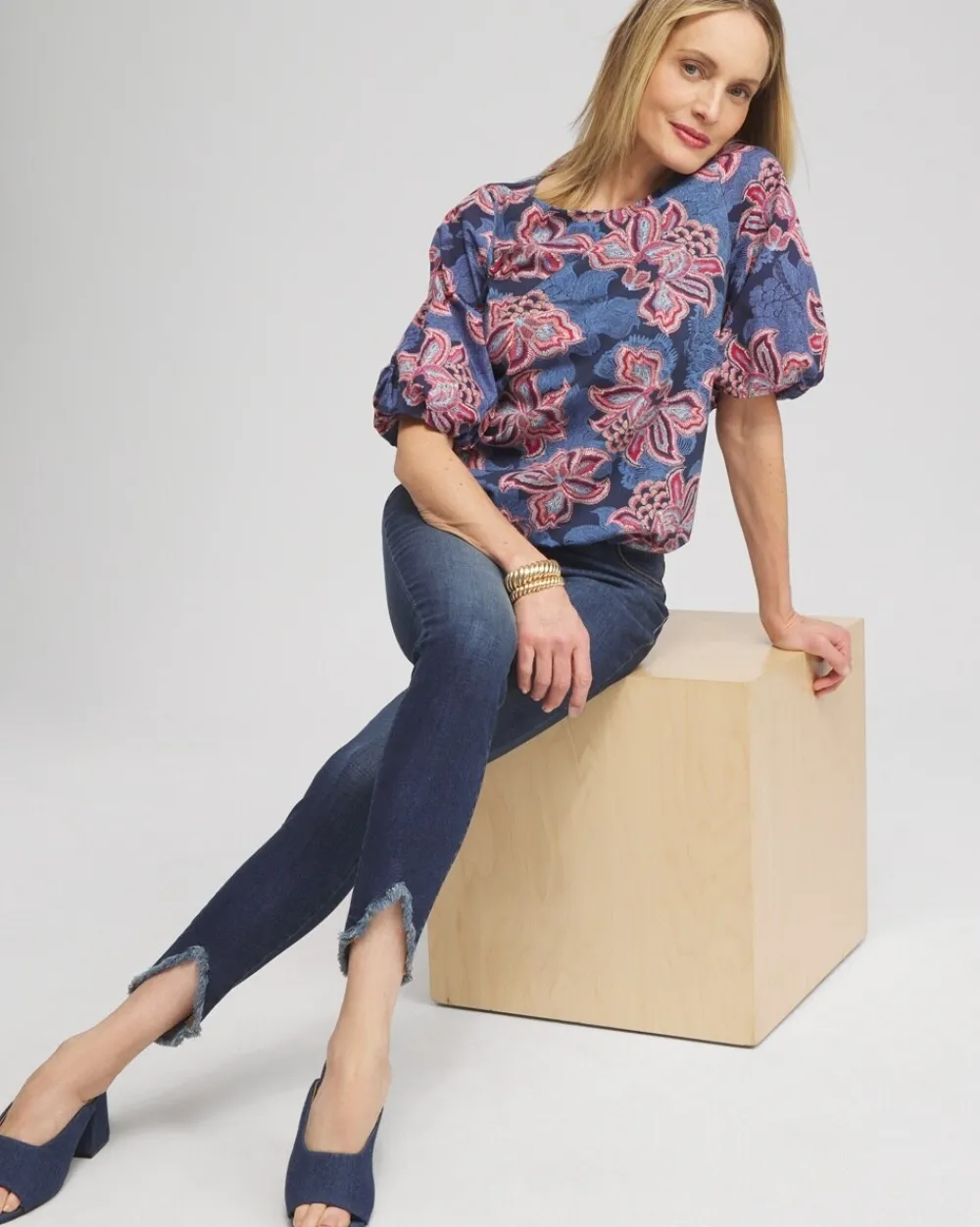 Best Floral Bubble Hem Top Tops