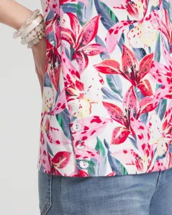 Store Floral Button Detail Tank Tops