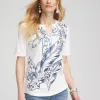 Best Sale Floral Notch Neck Tee Tops
