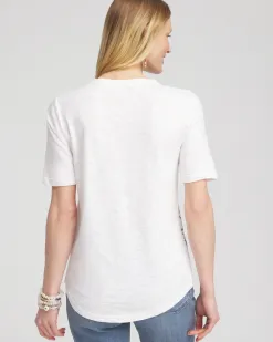Best Sale Floral Notch Neck Tee Tops
