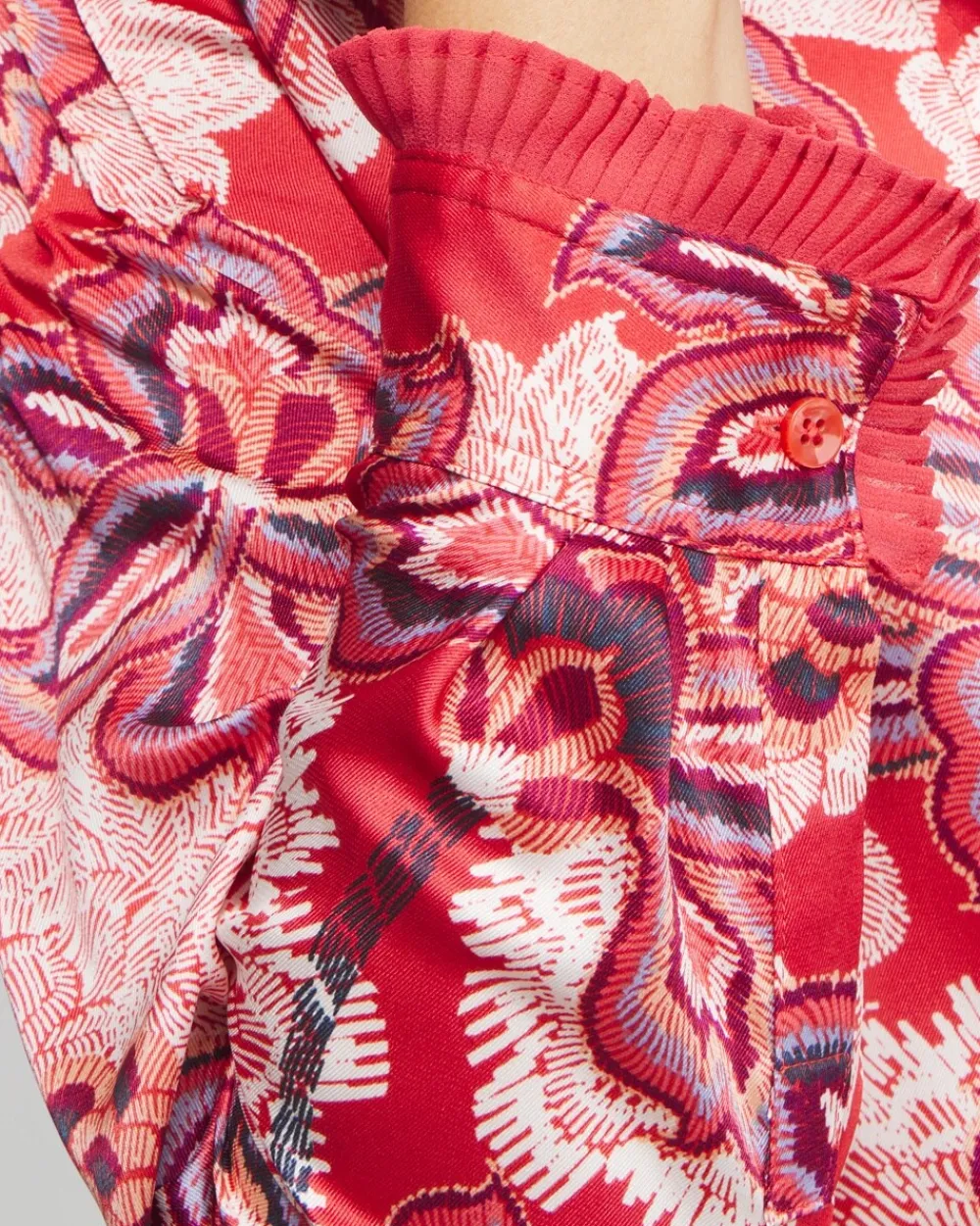 New Floral Pleated Blouse Tops