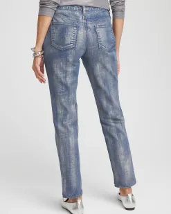 Hot Girlfriend Silver Coated Ankle Jeans Jeans & Denim