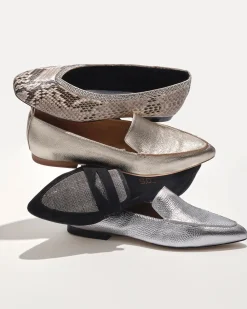 New Metallic Leather Loafer Shoes