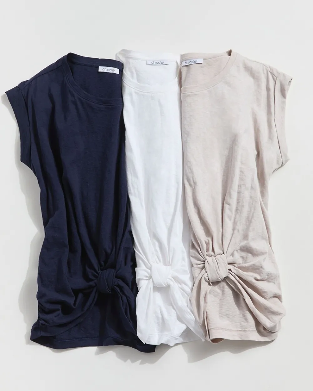 Fashion Knot Front Tee Tops
