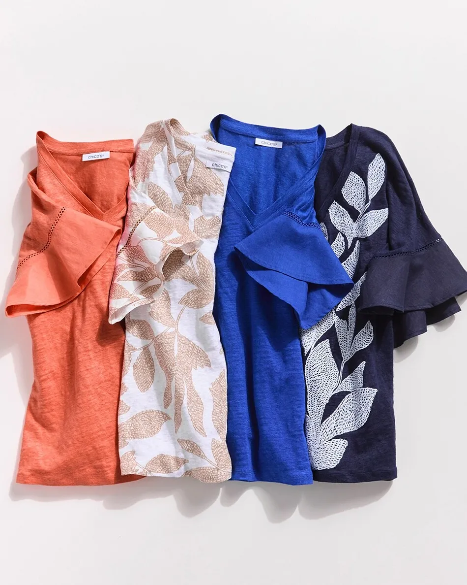 Fashion Linen Blend Flutter Sleeve Top Tops