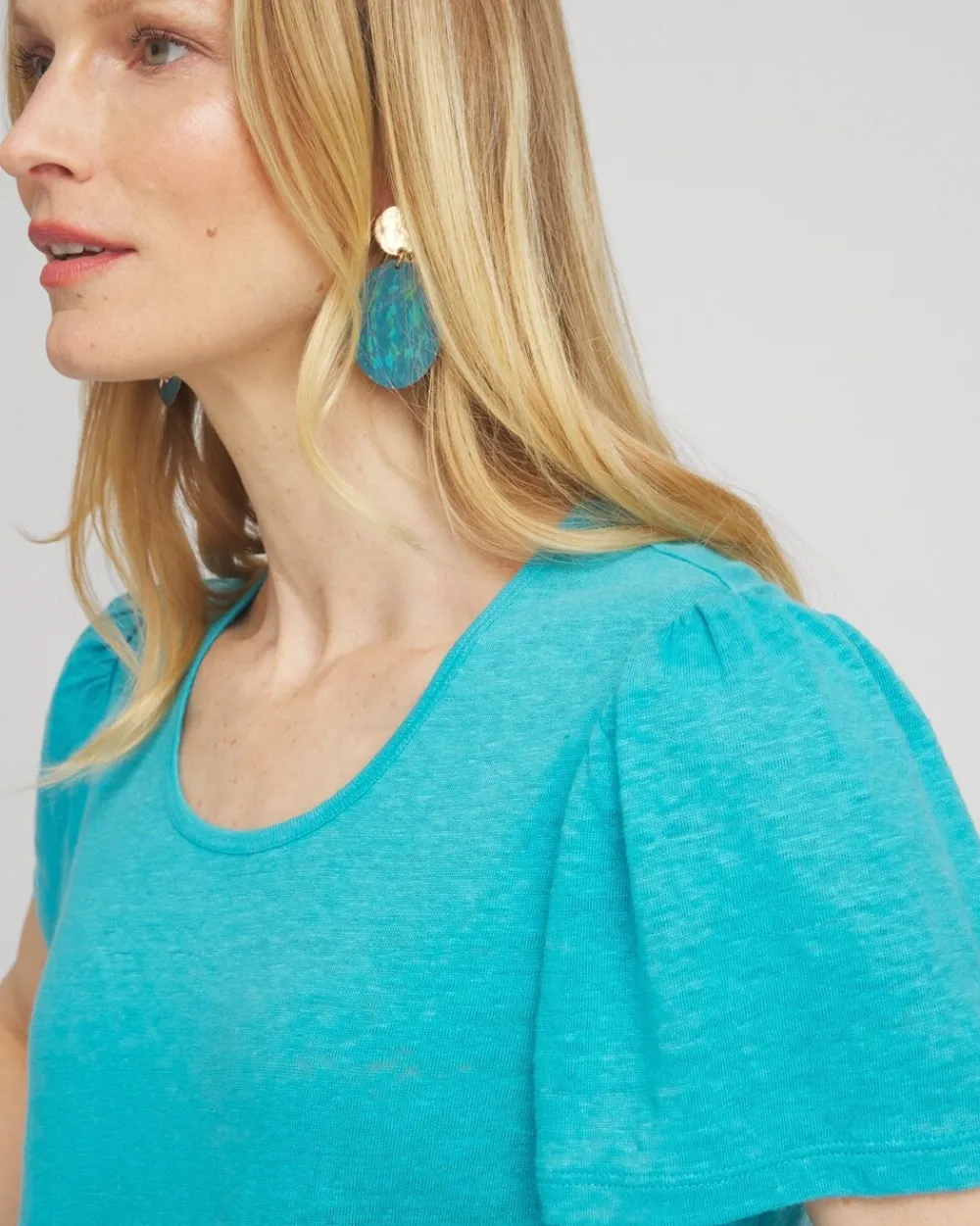 Best Linen Flutter Sleeve Tee Tops