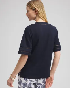 Best Linen Ladder Lace Tee Tops