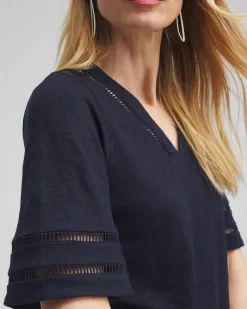 Best Linen Ladder Lace Tee Tops
