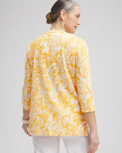Discount Linen Paisley Embellished Tunic Tops