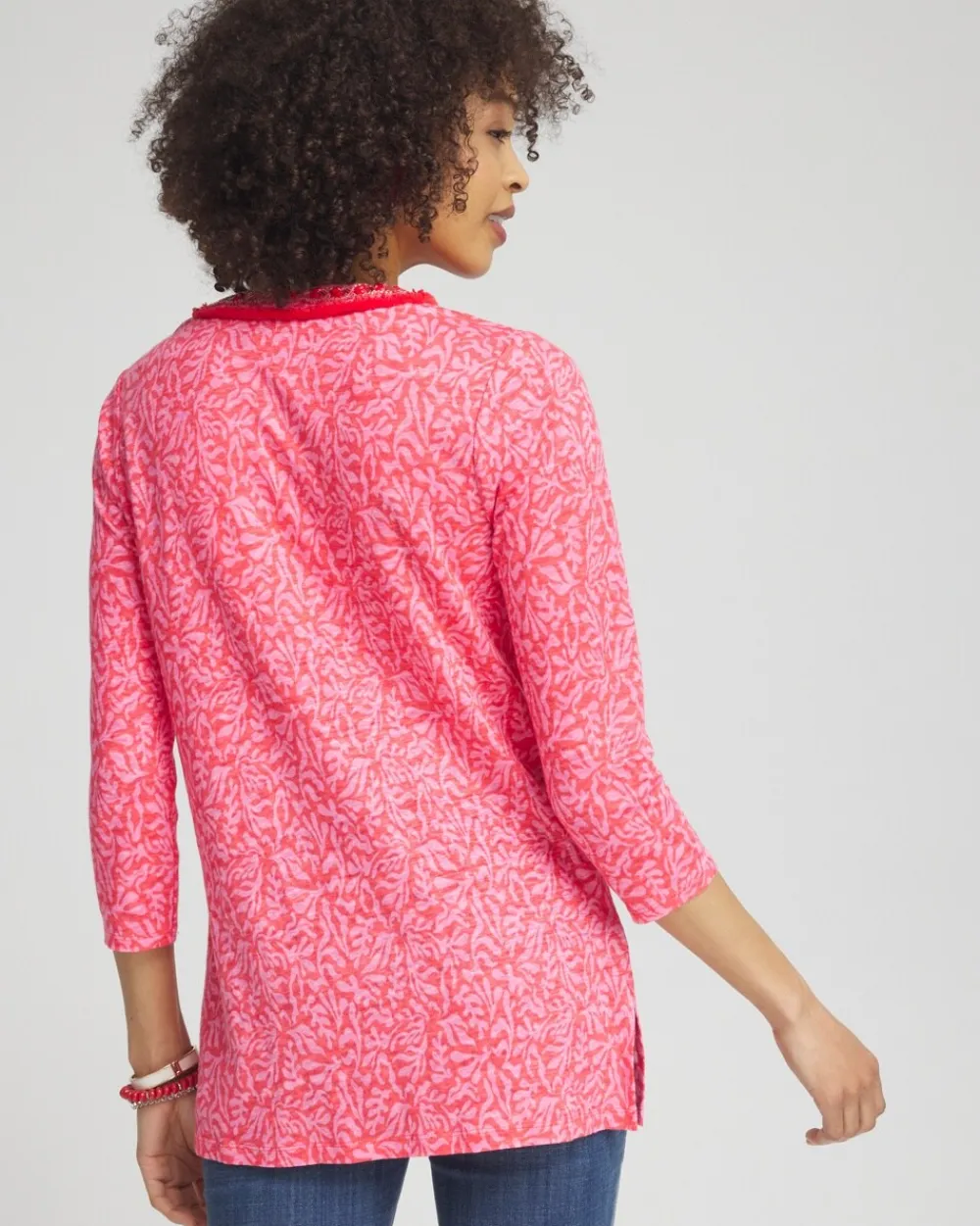 New Linen Reef Embellished Tunic Tops