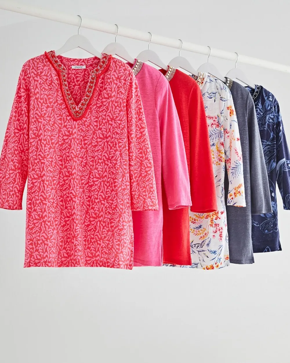 New Linen Reef Embellished Tunic Tops