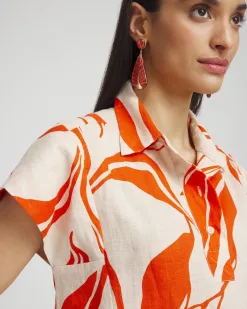 New Linen Swirls Popover Top Tops