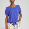 Shop Linen Tie Front Tee Tops