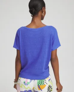 Shop Linen Tie Front Tee Tops