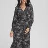 Cheap Long Sleeve Surplice Midi Dress Dresses