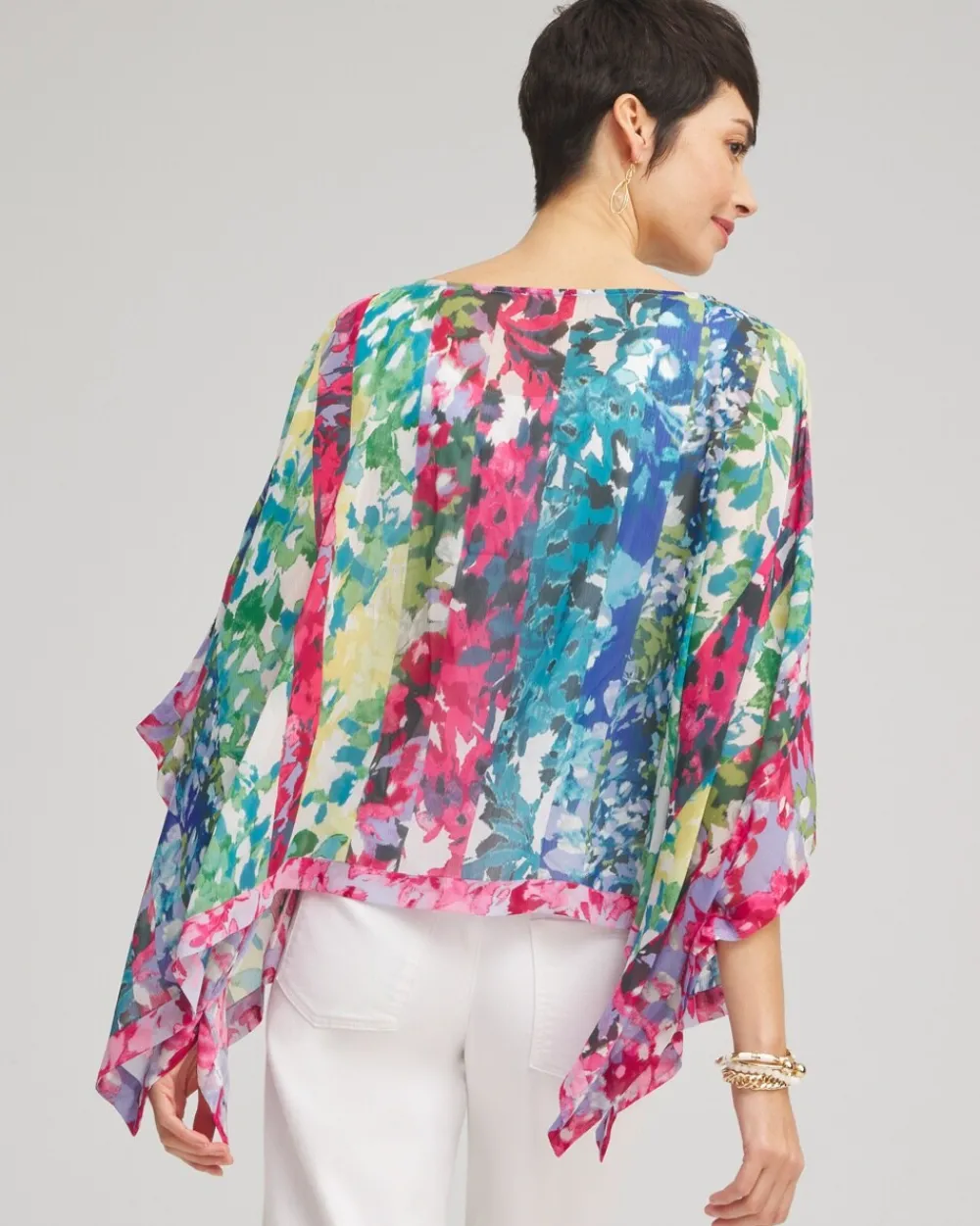 Flash Sale Mixed Floral Poncho Tops
