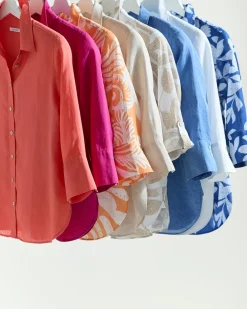 Store No Iron™ Linen Leaf 3/4 Sleeve Shirt Tops