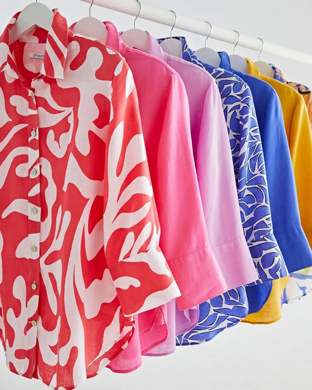 Hot No Iron™ Linen Reef 3/4 Sleeve Shirt Tops