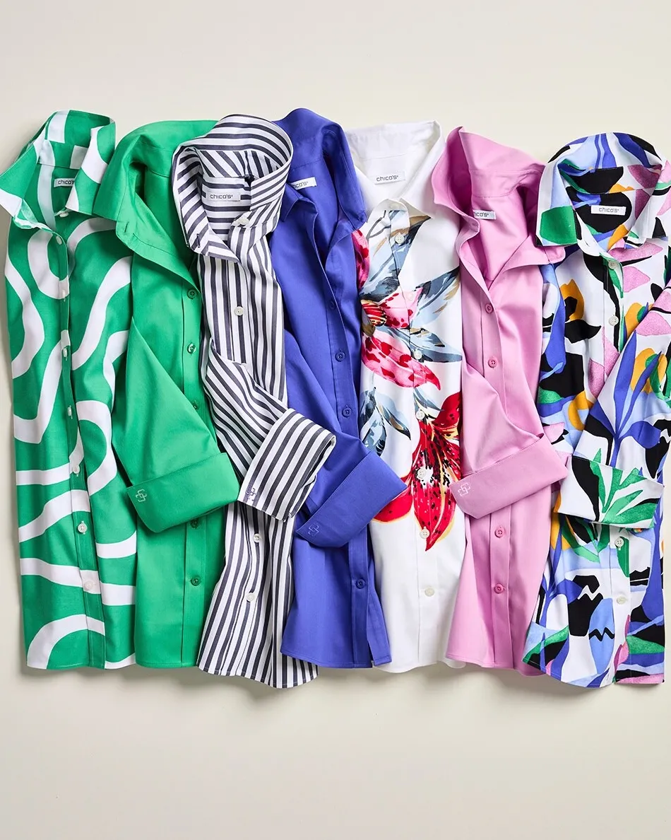 Shop No Iron™ Stretch Tropical Shirt Tops