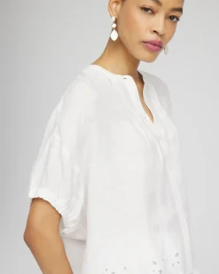 Fashion Pintuck Dolman Sleeve Linen Shirt Tops