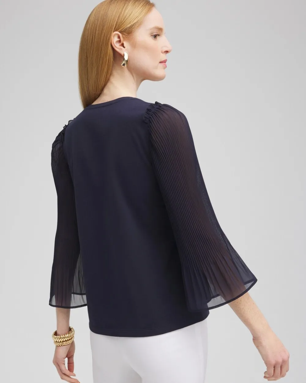 New Pleated Billow Sleeve Top Tops