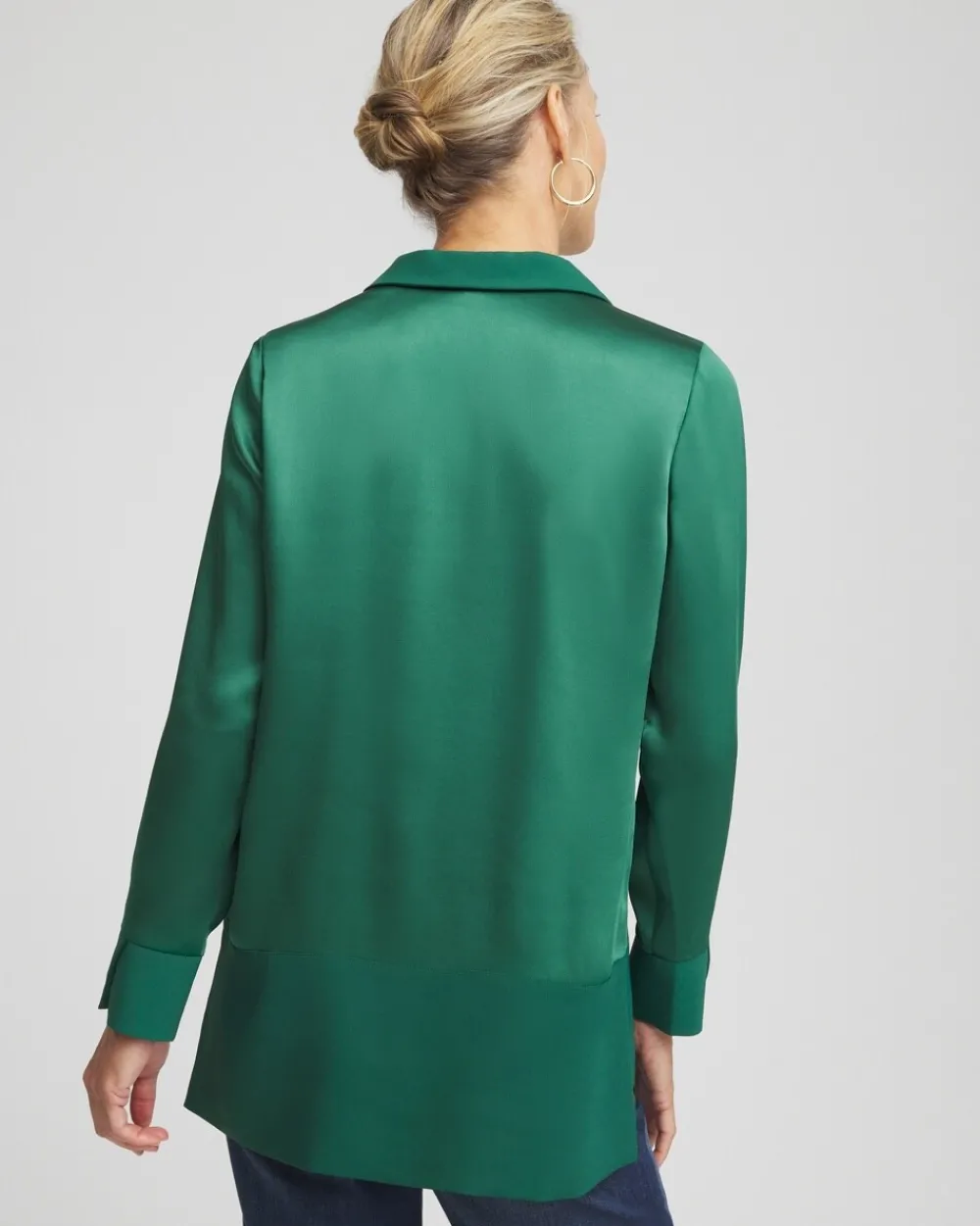 Sale Relaxed Stretch Satin Tunic Tops