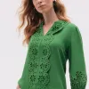 Best Sale Satin Eyelet Top Tops