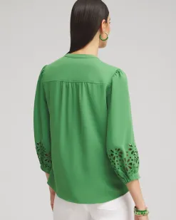 Best Sale Satin Eyelet Top Tops