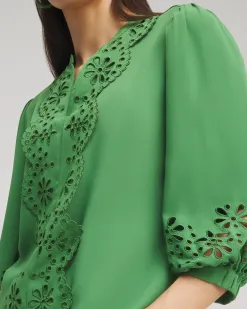 Best Sale Satin Eyelet Top Tops