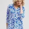 Best Sale Scrolls Henley Side Slit Tunic Tops