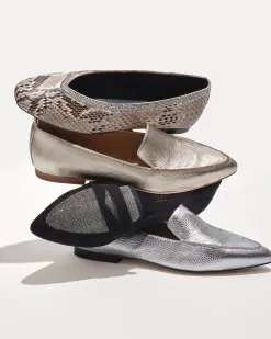 Hot Metallic Leather Loafer Shoes