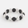 New Silver Tone & Black Beaded Stretch Bracelet Bracelet Stacking