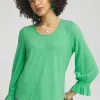 Online Smocked 3/4 Sleeve Tee Tops