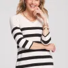 Best Sale Stripe Button Detail Tunic Tops