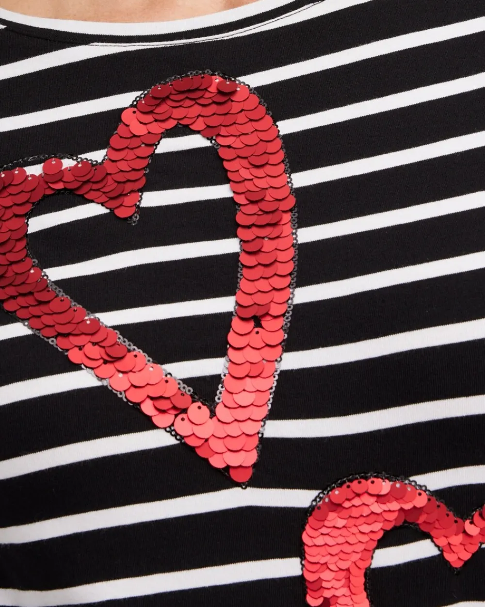 Sale Stripe Sequin Hearts Tee Tops